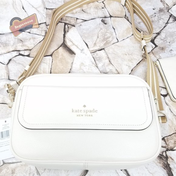 #bagsavenue fast ship new flap camera bag parchment w/ coin purse kate spade - Picture 2 of 8